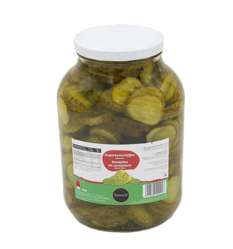 Augurkenschijfjes dik zoetzuur Senses 2450gr
