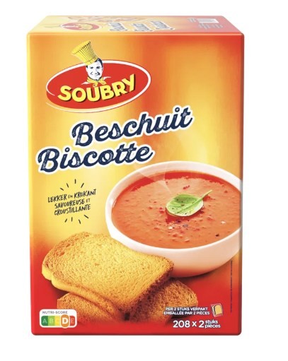 Soubry beschuiten toast (208x2) 2x7,5g