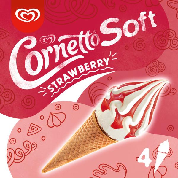 MP Cornetto soft Aardbei 4x140ml